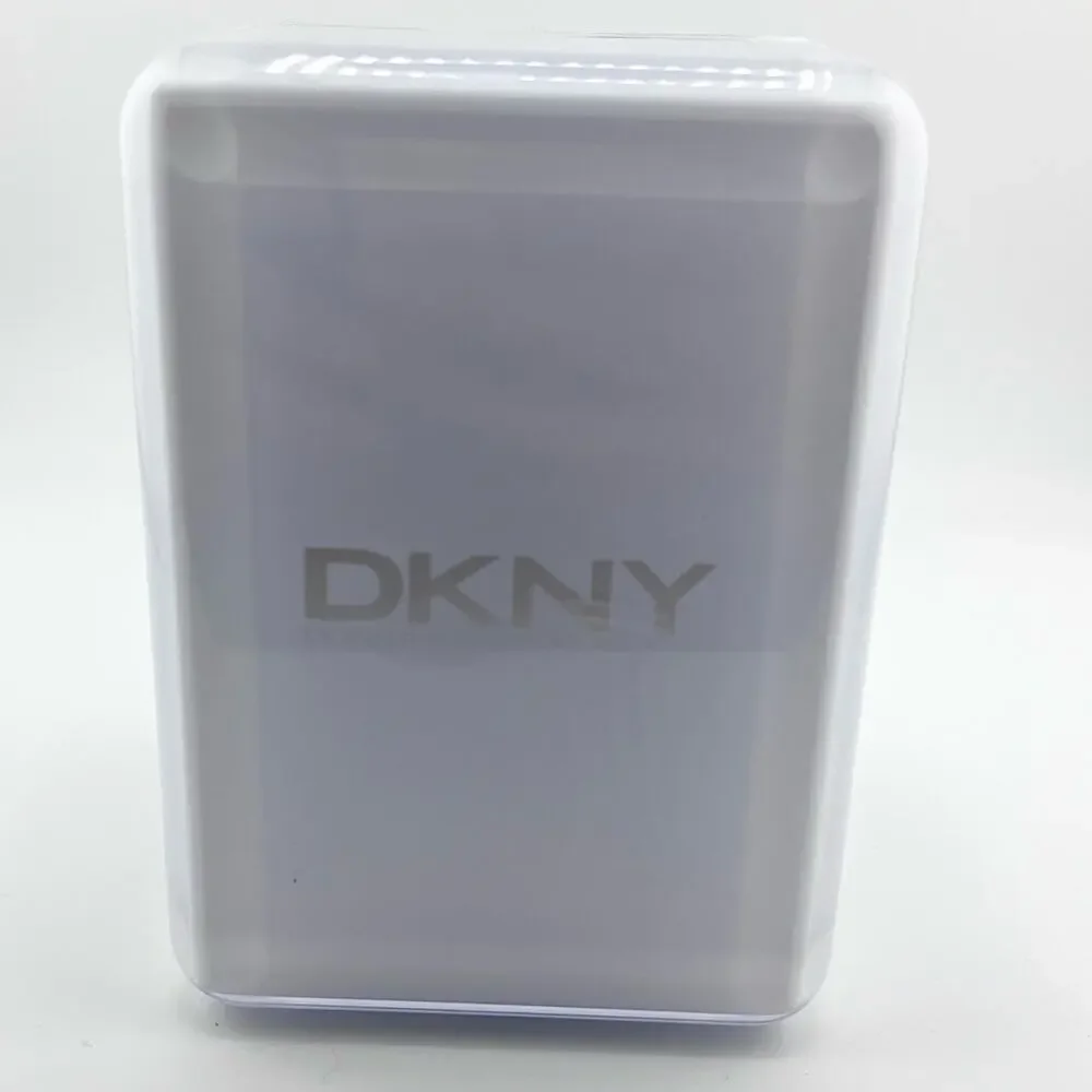 DKNY stainless steel silver watch crystal accent mother of pearl face